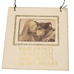 Paw Prints In Heaven Photo Frame Hanging Wire Pet Memorial Display Magnet